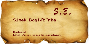 Simek Boglárka névjegykártya